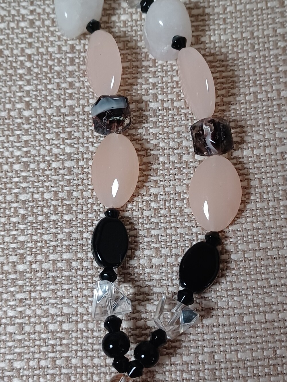 Artisan Lariat Black Onyx, Rose Quartz, & Banded Agate Bohemian Y-Necklace 🖤💫 - Picture 6 of 10